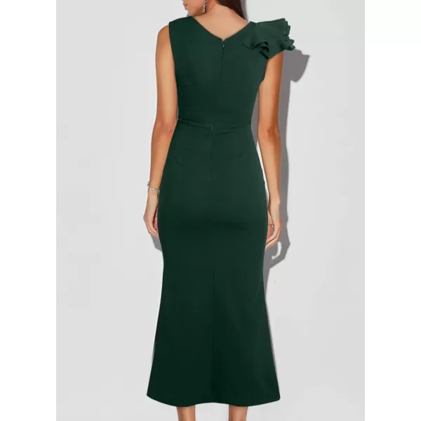 Happy Sailed Womens Formal Dress Batwing Sleeve Waist Belted High Slit Long Maxi Cocktail Party Dresses Evening Gown