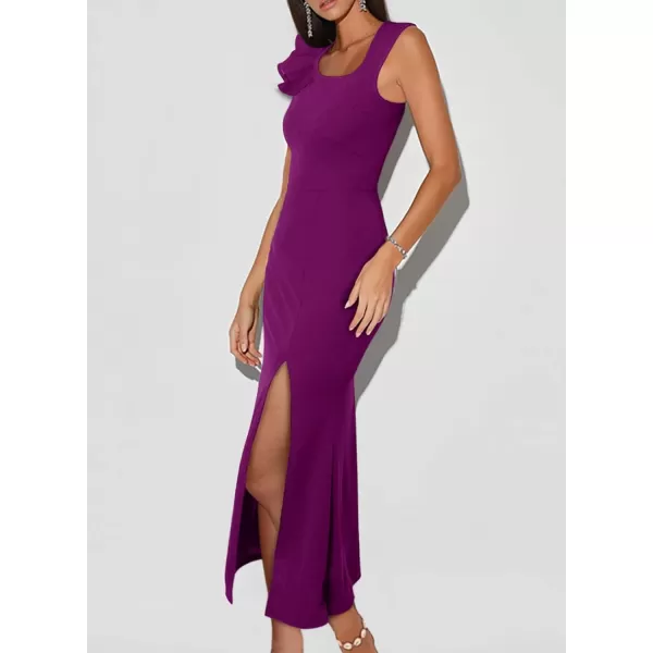 Happy Sailed Womens Formal Dress Batwing Sleeve Waist Belted High Slit Long Maxi Cocktail Party Dresses Evening Gown
