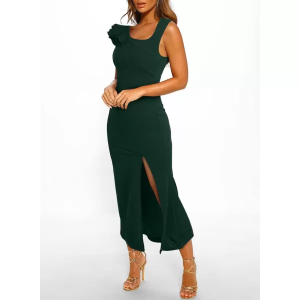 Happy Sailed Womens Formal Dress Batwing Sleeve Waist Belted High Slit Long Maxi Cocktail Party Dresses Evening Gown