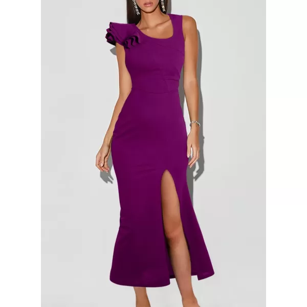 Happy Sailed Womens Formal Dress Batwing Sleeve Waist Belted High Slit Long Maxi Cocktail Party Dresses Evening Gown