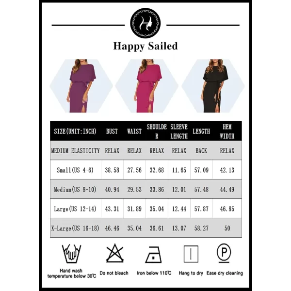 Happy Sailed Womens Formal Dress Batwing Sleeve Waist Belted High Slit Long Maxi Cocktail Party Dresses Evening Gown