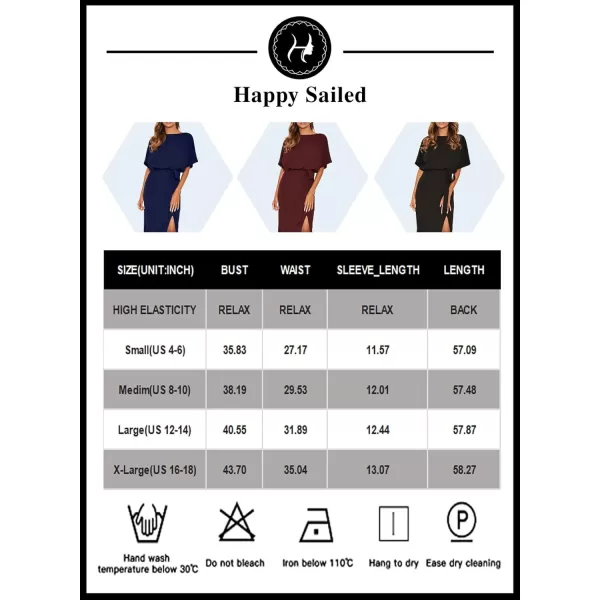 Happy Sailed Womens Formal Dress Batwing Sleeve Waist Belted High Slit Long Maxi Cocktail Party Dresses Evening Gown