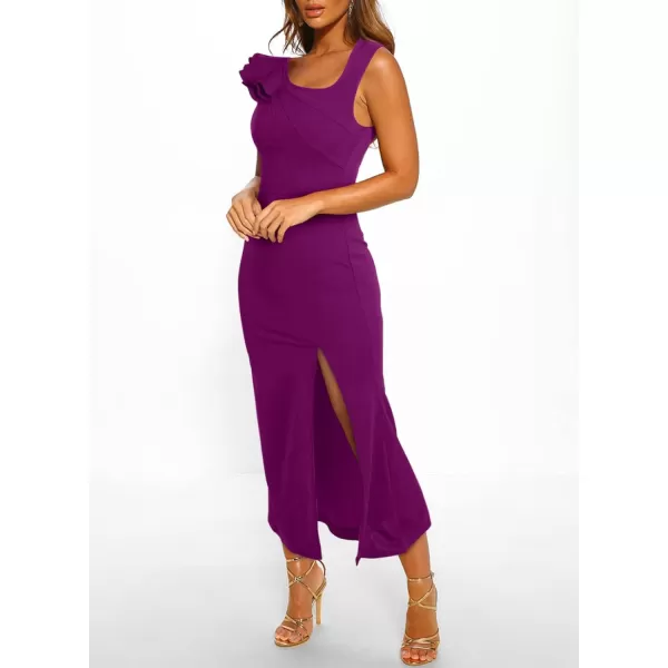 Happy Sailed Womens Formal Dress Batwing Sleeve Waist Belted High Slit Long Maxi Cocktail Party Dresses Evening Gown
