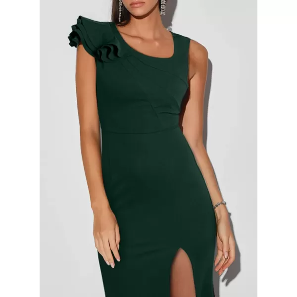 Happy Sailed Womens Formal Dress Batwing Sleeve Waist Belted High Slit Long Maxi Cocktail Party Dresses Evening Gown