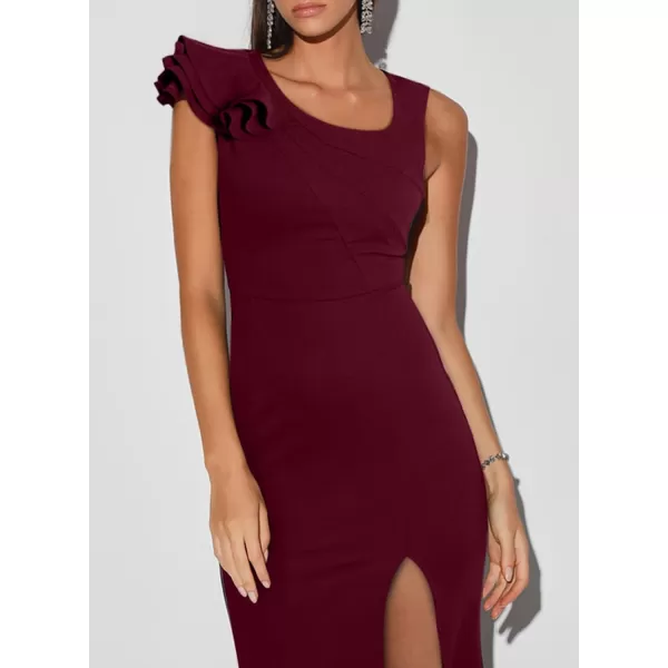 Happy Sailed Womens Formal Dress Batwing Sleeve Waist Belted High Slit Long Maxi Cocktail Party Dresses Evening Gown