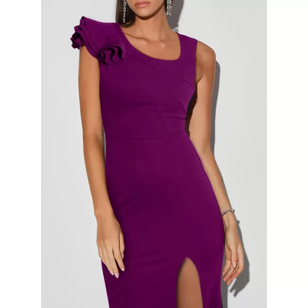 Happy Sailed Womens Formal Dress Batwing Sleeve Waist Belted High Slit Long Maxi Cocktail Party Dresses Evening Gown