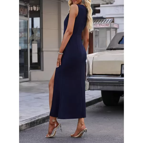 Happy Sailed Womens Formal Dress Batwing Sleeve Waist Belted High Slit Long Maxi Cocktail Party Dresses Evening Gown