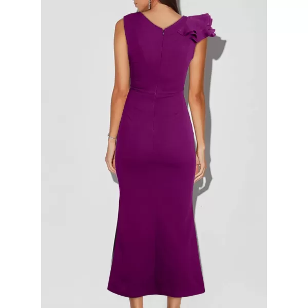 Happy Sailed Womens Formal Dress Batwing Sleeve Waist Belted High Slit Long Maxi Cocktail Party Dresses Evening Gown