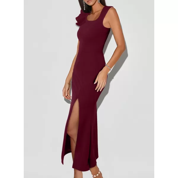 Happy Sailed Womens Formal Dress Batwing Sleeve Waist Belted High Slit Long Maxi Cocktail Party Dresses Evening Gown