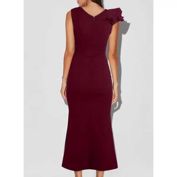 Happy Sailed Womens Formal Dress Batwing Sleeve Waist Belted High Slit Long Maxi Cocktail Party Dresses Evening Gown