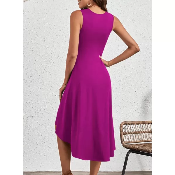 Happy Sailed Women's Formal Midi Dresses Summer Sleeveless Ruched Waist Flowy A Line High Low Cocktail Party Dress