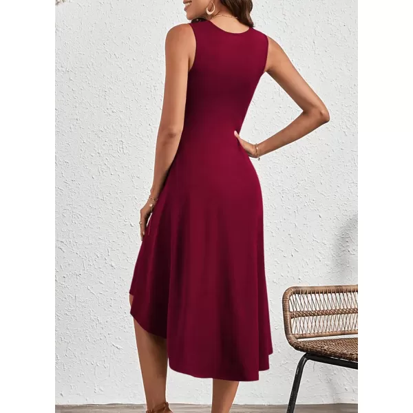 Happy Sailed Women's Formal Midi Dresses Summer Sleeveless Ruched Waist Flowy A Line High Low Cocktail Party Dress