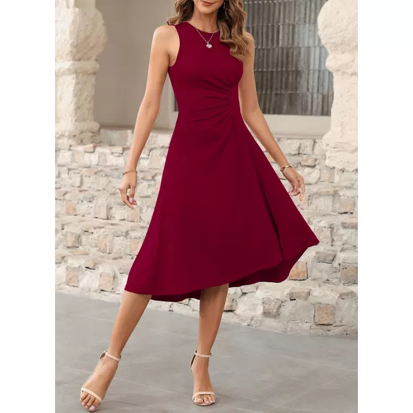 Happy Sailed Women's Formal Midi Dresses Summer Sleeveless Ruched Waist Flowy A Line High Low Cocktail Party Dress