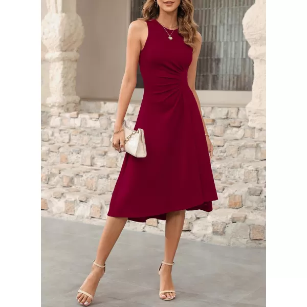 Happy Sailed Women's Formal Midi Dresses Summer Sleeveless Ruched Waist Flowy A Line High Low Cocktail Party Dress