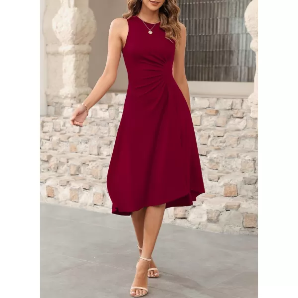 Happy Sailed Women's Formal Midi Dresses Summer Sleeveless Ruched Waist Flowy A Line High Low Cocktail Party Dress