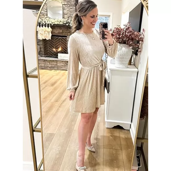 Happy Sailed Women's Velvet Cocktail Dress Fall Fashion Lantern Sleeve High Waist A-Line Skater Party Dresses with Belt