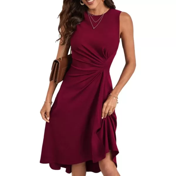 Happy Sailed Women's Formal Midi Dresses Summer Sleeveless Ruched Waist Flowy A Line High Low Cocktail Party Dress
