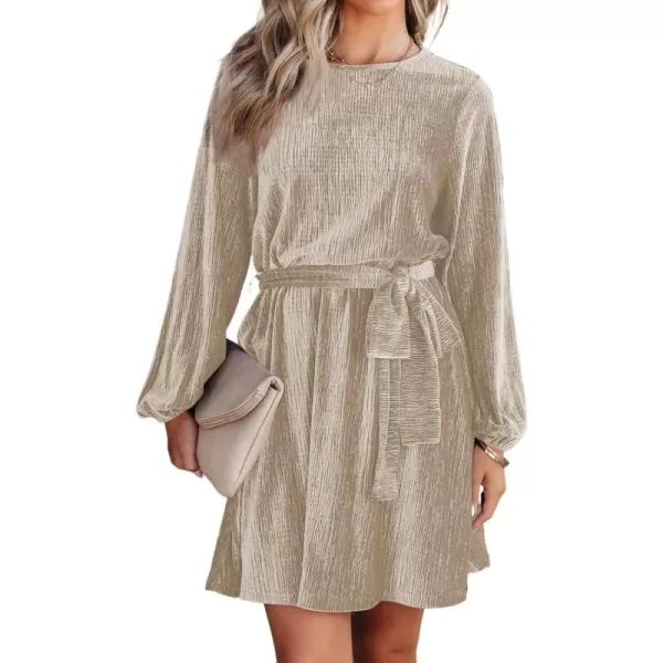 Happy Sailed Women's Velvet Cocktail Dress Fall Fashion Lantern Sleeve High Waist A-Line Skater Party Dresses with Belt
