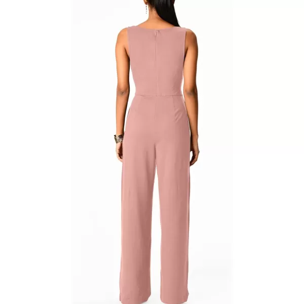Happy Sailed Jumpsuits for Women Sleeveless Crewneck Cross Waist Wide Leg Long Pants Romper Dressy Business Casual Outfits
