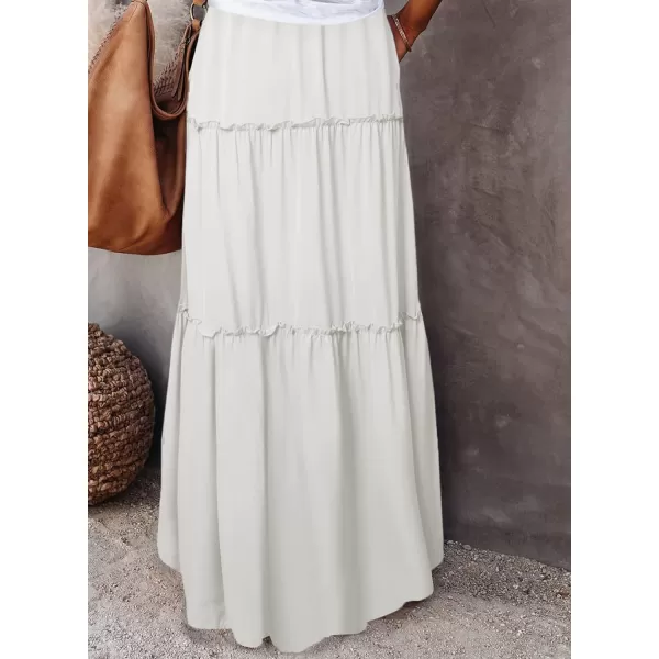 Happy Sailed Womens Floral Print Boho Maxi Skirt Elastic High Waist Pleated Ruffle Flowy Long Skirts S-XL