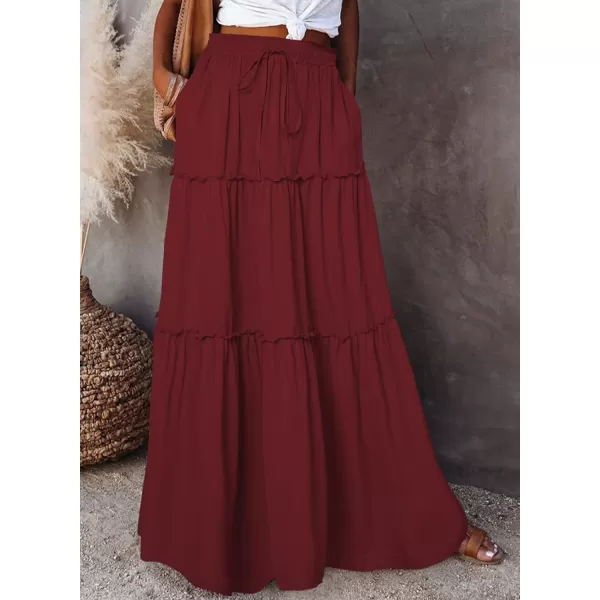 Happy Sailed Womens Floral Print Boho Maxi Skirt Elastic High Waist Pleated Ruffle Flowy Long Skirts S-XL