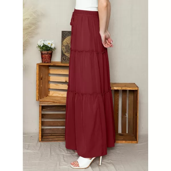 Happy Sailed Womens Floral Print Boho Maxi Skirt Elastic High Waist Pleated Ruffle Flowy Long Skirts S-XL