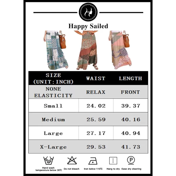 Happy Sailed Womens Floral Print Boho Maxi Skirt Elastic High Waist Pleated Ruffle Flowy Long Skirts S-XL
