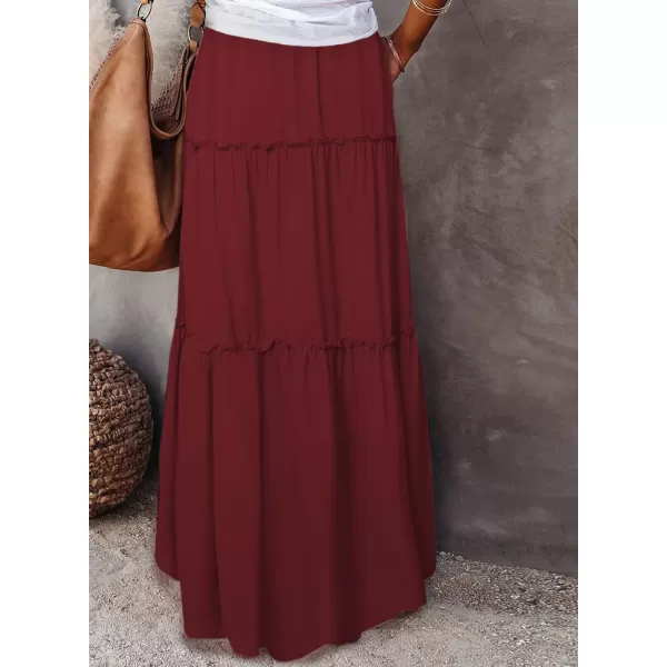 Happy Sailed Womens Floral Print Boho Maxi Skirt Elastic High Waist Pleated Ruffle Flowy Long Skirts S-XL