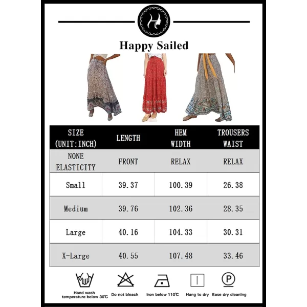 Happy Sailed Womens Floral Print Boho Maxi Skirt Elastic High Waist Pleated Ruffle Flowy Long Skirts S-XL