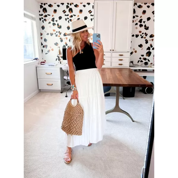 Happy Sailed Womens Floral Print Boho Maxi Skirt Elastic High Waist Pleated Ruffle Flowy Long Skirts S-XL