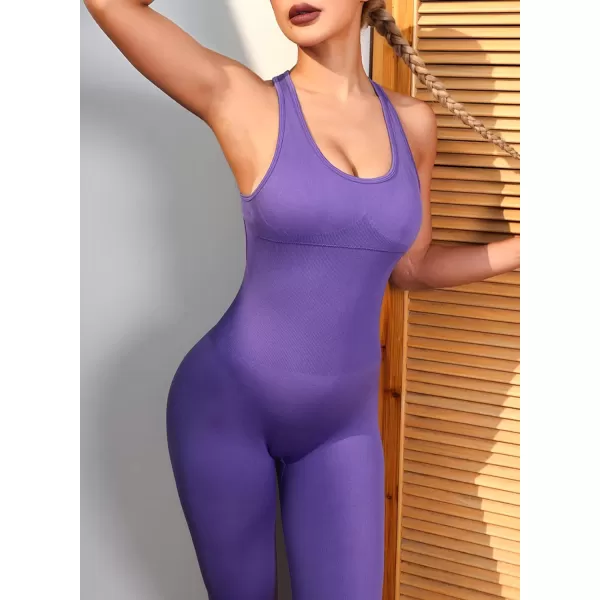 Happy Sailed Women's Jumpsuits Ribbed One Piece Workout Rompers Long Sleeve Front Zipper Bodycon Yoga Romper for Exercise