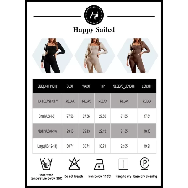 Happy Sailed Women's Jumpsuits Ribbed One Piece Workout Rompers Long Sleeve Front Zipper Bodycon Yoga Romper for Exercise