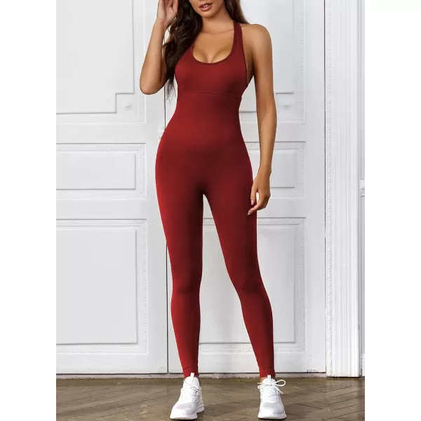 Happy Sailed Women's Jumpsuits Ribbed One Piece Workout Rompers Long Sleeve Front Zipper Bodycon Yoga Romper for Exercise
