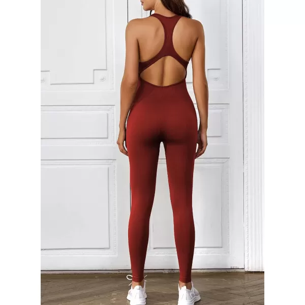 Happy Sailed Women's Jumpsuits Ribbed One Piece Workout Rompers Long Sleeve Front Zipper Bodycon Yoga Romper for Exercise