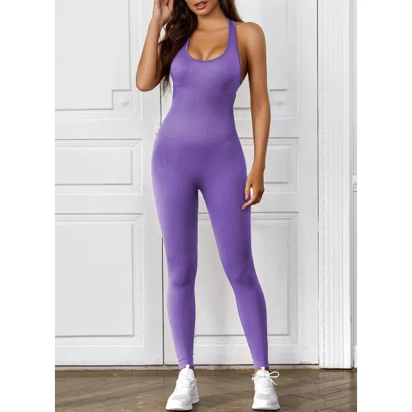 Happy Sailed Women's Jumpsuits Ribbed One Piece Workout Rompers Long Sleeve Front Zipper Bodycon Yoga Romper for Exercise