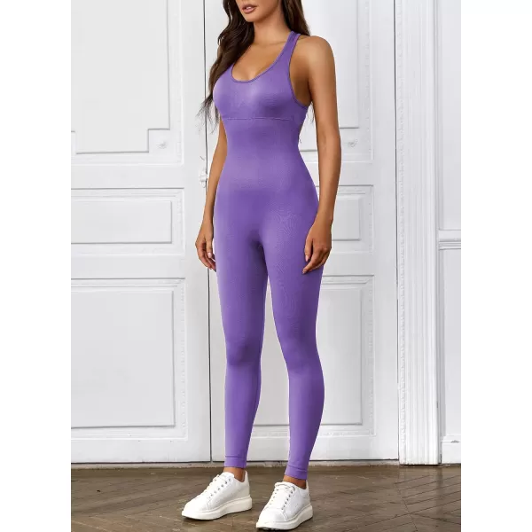 Happy Sailed Women's Jumpsuits Ribbed One Piece Workout Rompers Long Sleeve Front Zipper Bodycon Yoga Romper for Exercise
