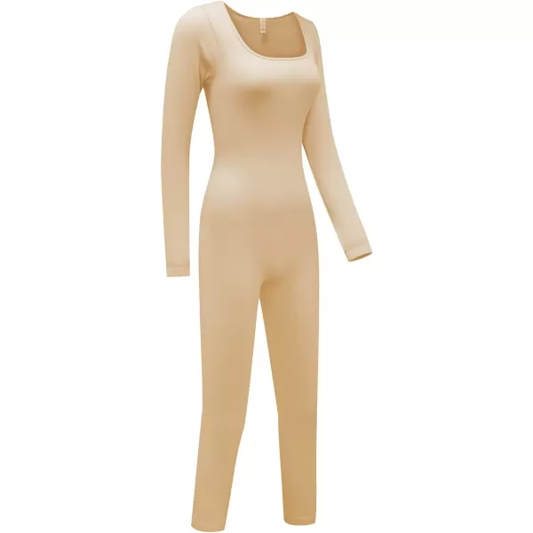 Happy Sailed Women's Jumpsuits Ribbed One Piece Workout Rompers Long Sleeve Front Zipper Bodycon Yoga Romper for Exercise
