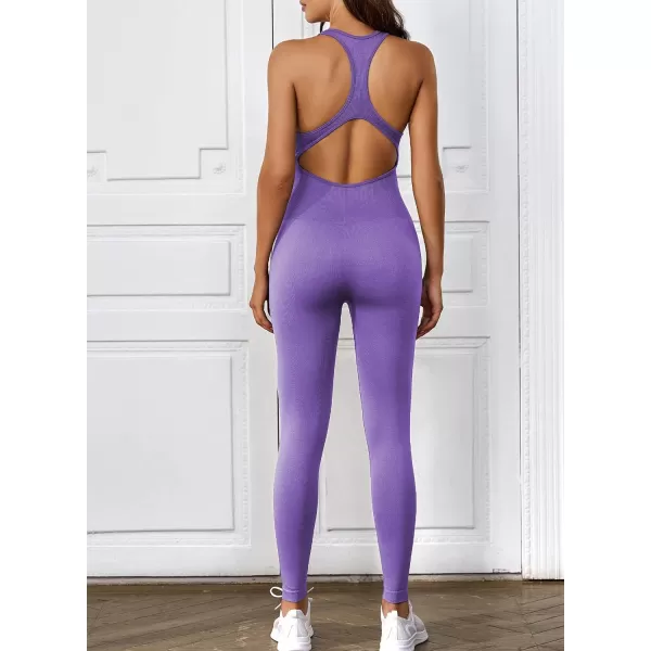 Happy Sailed Women's Jumpsuits Ribbed One Piece Workout Rompers Long Sleeve Front Zipper Bodycon Yoga Romper for Exercise