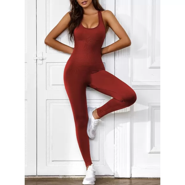 Happy Sailed Women's Jumpsuits Ribbed One Piece Workout Rompers Long Sleeve Front Zipper Bodycon Yoga Romper for Exercise