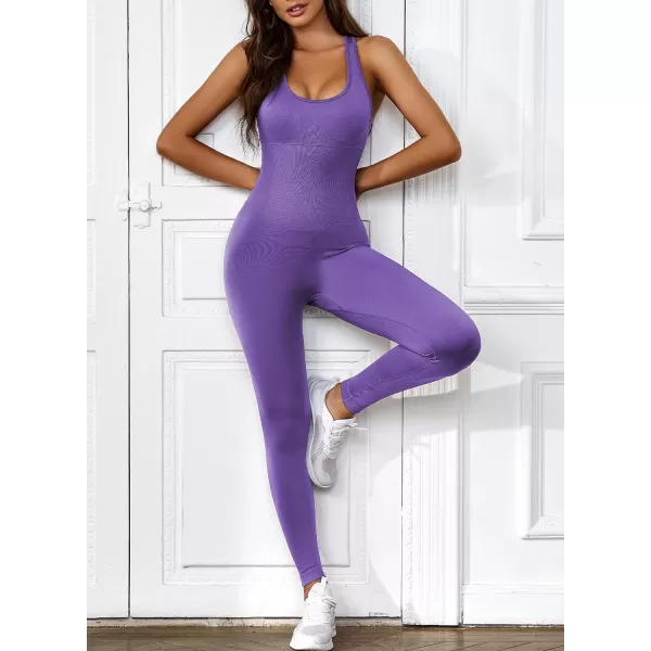 Happy Sailed Women's Jumpsuits Ribbed One Piece Workout Rompers Long Sleeve Front Zipper Bodycon Yoga Romper for Exercise