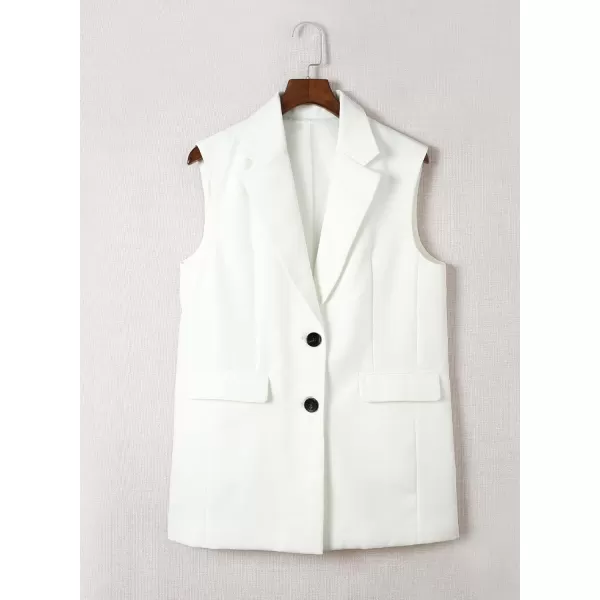 Happy Sailed Womens Long Blazer Vest Trendy Two Button Sleeveless Office Blazers Jacket Suit with Pockets