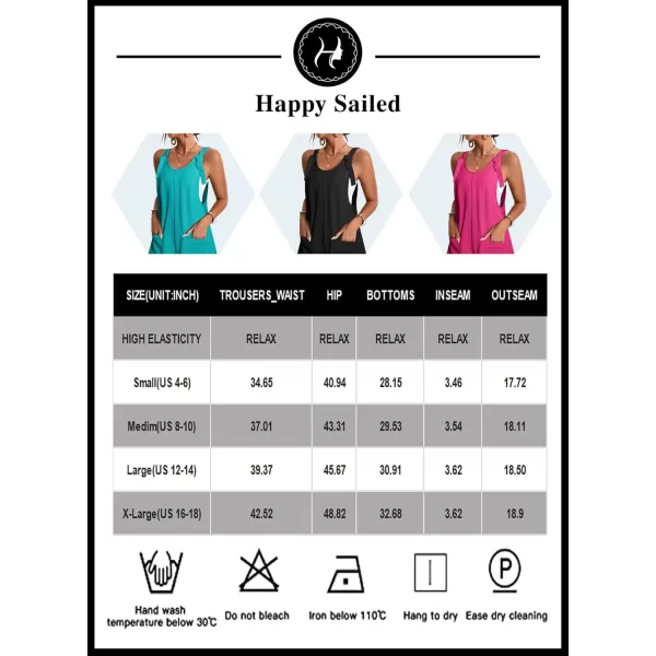 Happy Sailed Womens Rompers Jumpsuits Summer Sleeveless Adjustable Knot Straps Shorts Overall Stretchy Jumpers with Pockets