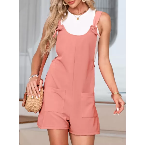 Happy Sailed Womens Rompers Jumpsuits Summer Sleeveless Adjustable Knot Straps Shorts Overall Stretchy Jumpers with Pockets