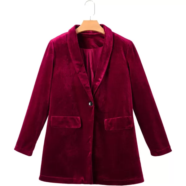 Happy Sailed Women's Velvet Blazer Jackets Casual Long Sleeve Lapel Collar Pocketed Blazer Suits Work Outfits