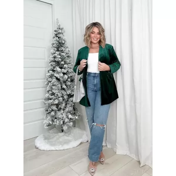 Happy Sailed Women's Velvet Blazer Jackets Casual Long Sleeve Lapel Collar Pocketed Blazer Suits Work Outfits