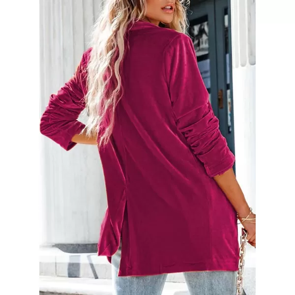 Happy Sailed Women's Velvet Blazer Jackets Casual Long Sleeve Lapel Collar Pocketed Blazer Suits Work Outfits