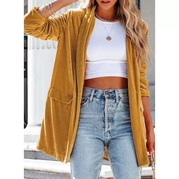 Happy Sailed Women's Velvet Blazer Jackets Casual Long Sleeve Lapel Collar Pocketed Blazer Suits Work Outfits