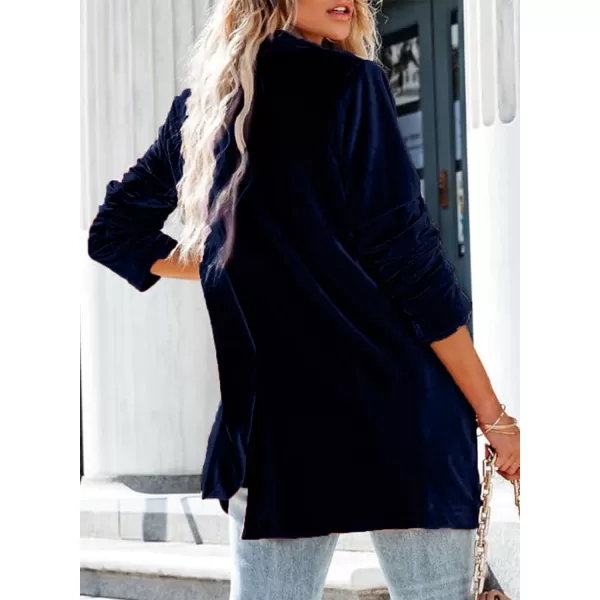 Happy Sailed Women's Velvet Blazer Jackets Casual Long Sleeve Lapel Collar Pocketed Blazer Suits Work Outfits