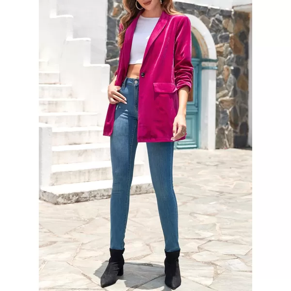 Happy Sailed Women's Velvet Blazer Jackets Casual Long Sleeve Lapel Collar Pocketed Blazer Suits Work Outfits