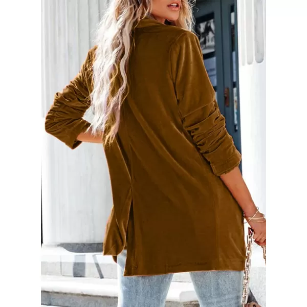 Happy Sailed Women's Velvet Blazer Jackets Casual Long Sleeve Lapel Collar Pocketed Blazer Suits Work Outfits